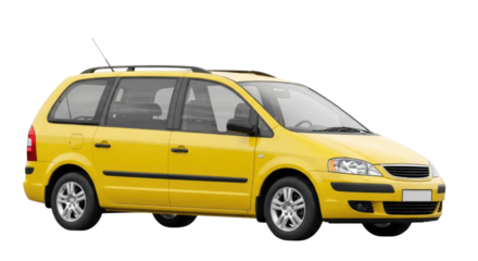 Yellow minivan 3d transparent background cutout png