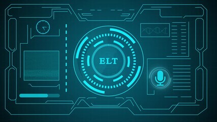 Futuristic ELT interface HUD animation, artificial intelligence digital dashboard, advanced AI technology user interface animation video. - Powered by Adobe