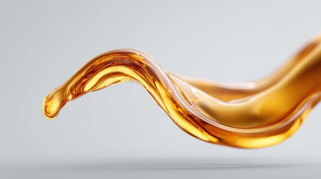 Abstract golden liquid splash against a soft gray background