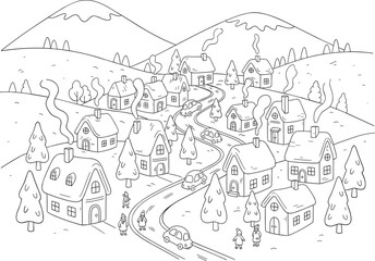 Obraz premium Printable Alpine Village Landscapes