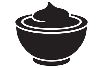 Bangladeshi traditional doi bowl silhouette icon in black vector style isolated on white background