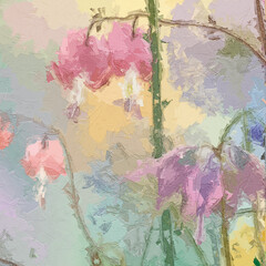 Fototapeta premium Various oil paintings, flowers, mushrooms, chrysanthemums, roses, peonies, space worlds, chrysanthemums