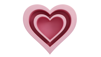 Pink layered heart shapes on transparent background