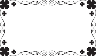 Obraz premium Minimalist clover frame with looped wire lines and bold four leaf corner accents for modern graphics