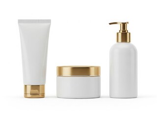 Bathroom essentials set isolated on white background