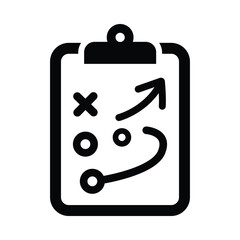 Play outlined on a clipboard icon