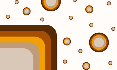 Abstract background with brown, orange, beige circles and shapes.