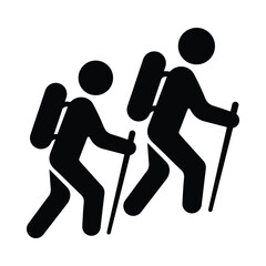 Two people hiking icon
