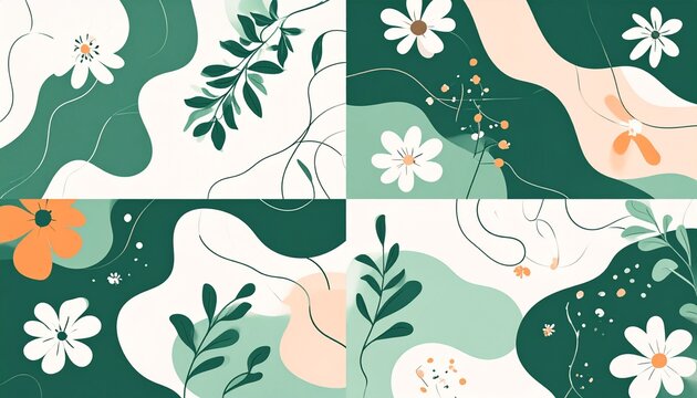 Abstract floral pattern design with green and white elements, perfect for backgrounds. - Powered by Adobe