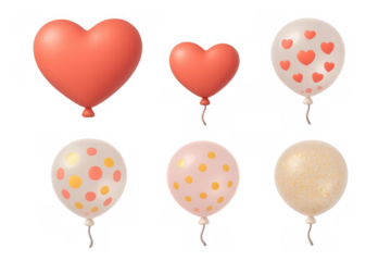 Romantic heart and polka dot balloons for celebrations and party decorations