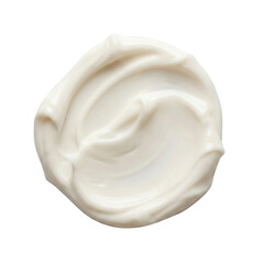 Round swirl of white cosmetic cream or thick lotion