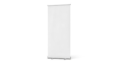 Blank white rollup banner stand template for advertising and marketing isolated on white background