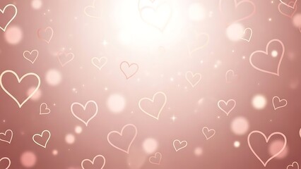Beautiful pink background with hearts and shining lights