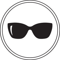 Sunglasses silhouette, fashion logo style.