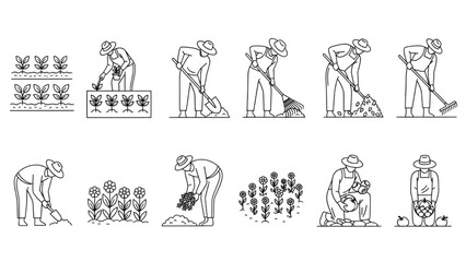 Vector CAD Farmer Illustration &ndash; Gardening Activity for Architecture and Landscape
