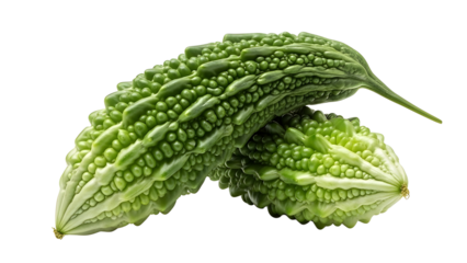 Fresh bitter melon or bitter gourd isolated for health food and cooking isolated PNG with Transparent Background