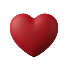 Red matte 3D heart on transparent background