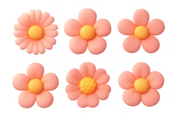 Floral petal icon set with simple design for creative compositions