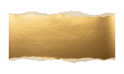 Luxury Torn Paper Rip with Gold Foil Texture and Deckled Edges on Transparent Background
