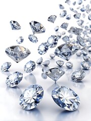 Bunch of diamonds are scattered in the air