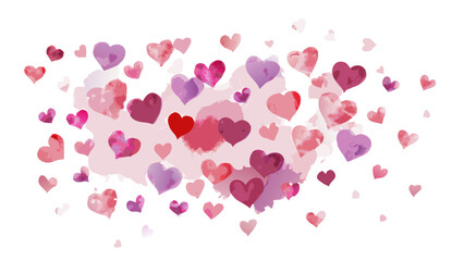 Beautiful pink and purple hearts floating in air