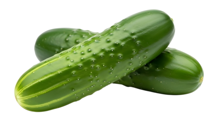 Fresh green cucumbers isolated on white background for food and healthy diet concepts
