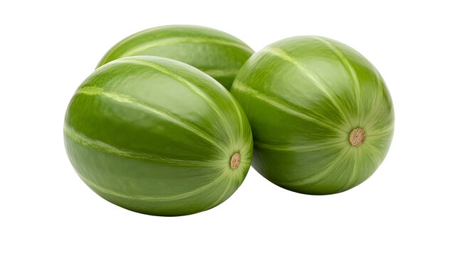 Fresh Indian Round Gourd (Tinda) green vegetables isolated on white background