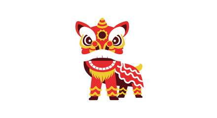 Minimalist Lion Dance Vector for Chinese New Year Celebration