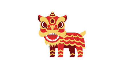 Minimalist Lion Dance Vector for Chinese New Year Celebration