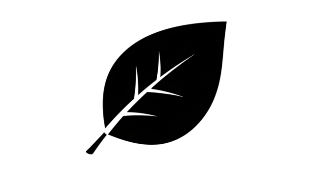 Black Leaf Icon Vector isolated PNG with Transparent Background - Powered by Adobe