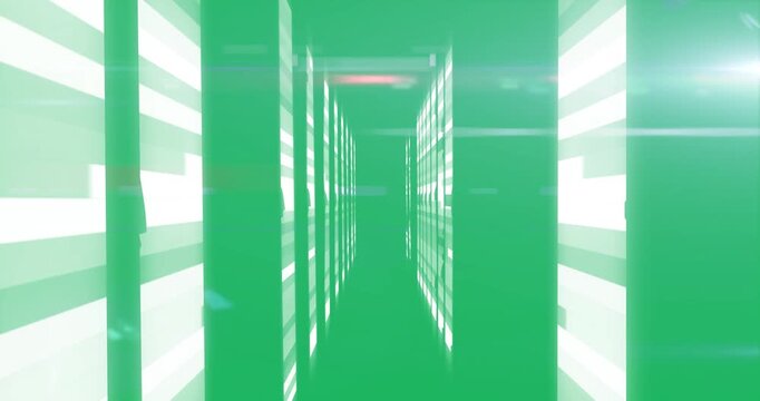 Server Hallway with lights on Alpha Channel
