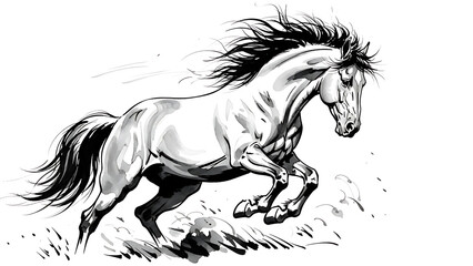 Majestic horse running freely with flowing mane and tail