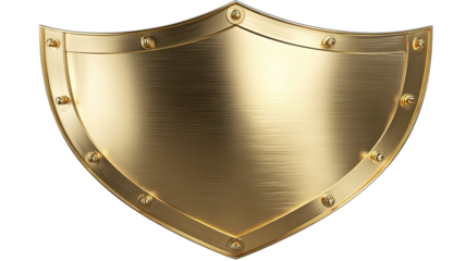 Golden metal object isolated on white background, shiny metallic surface for luxury industrial design, abstract material texture concept