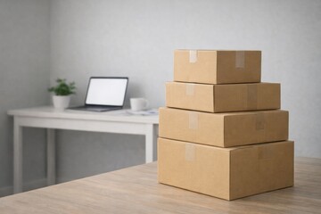 Ecommerce Logistics Parcels at Home Office