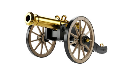 Antique brass cannon on wheels
