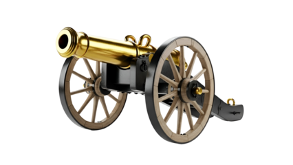 Antique brass cannon on wheels