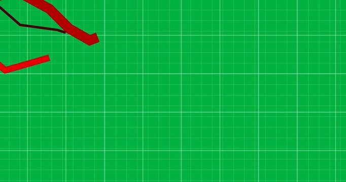 Animation of red arrows decreasing over a black and white grid