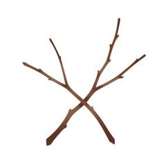 Two crossed brown wooden sticks
