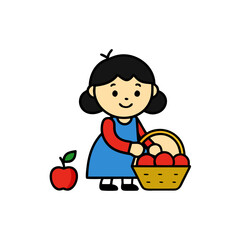 little girl with a basket of vegetables