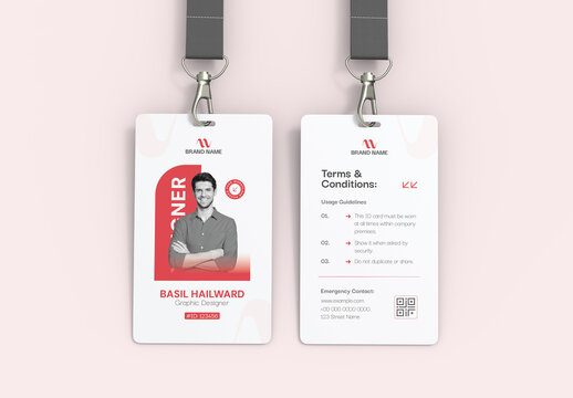 Modern Professional Corporate Office ID Card Template with Front and Back Layout