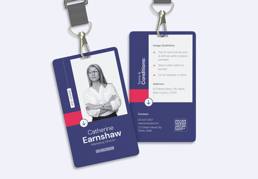 Modern Office Employee ID Card Template for Corporate Company Use