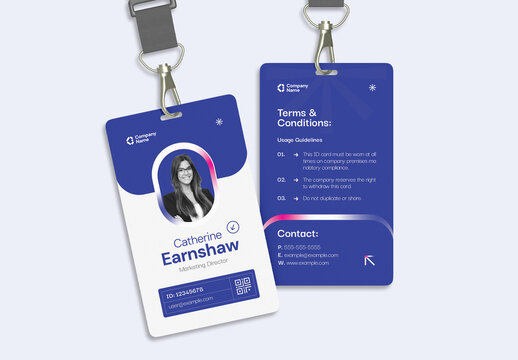 Modern Corporate Employee ID Card Design with Clean Blue Layout