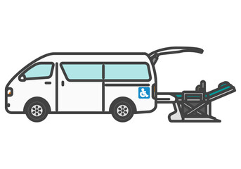 ストレッチャー装備のハイルーフ福祉車両 バン イラスト｜福祉車両シリーズ