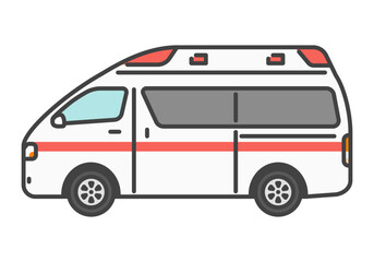 日本の救急車　シンプル　かわいいイラスト