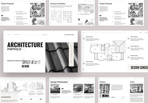 Minimalist Architecture Portfolio Presentation Template with Project Plan