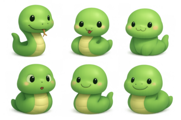 Adorable snake icons collection for cute animal design projects