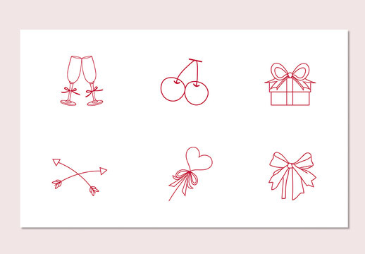 Valentine Line Art Vector Element Icon Set