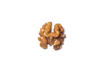 peeled roasted walnut, isolated on white background