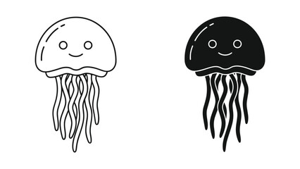 Cartoon jellyfish illustration with smiling face © KalamGraphicsBD
