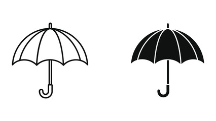 Simple black and white umbrella illustration on white background